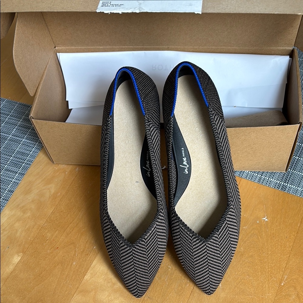 Rothy's Brown Flats with Pointed Toe Design